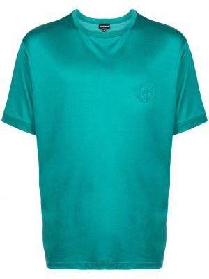 Kerek nyakú hímzett póló Giorgio Armani zöld