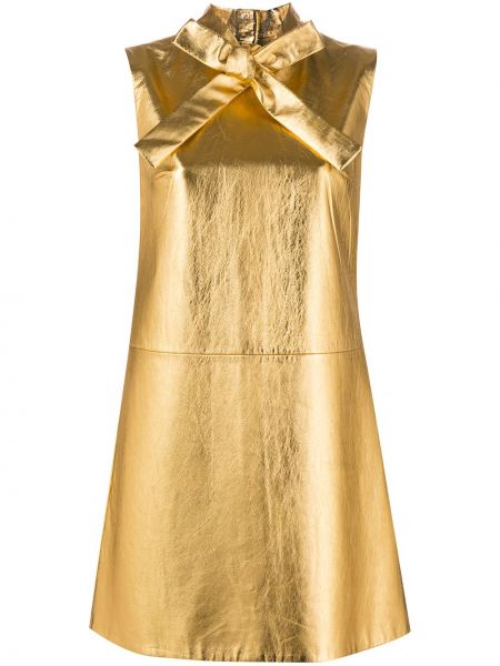 Vestido de cóctel ajustado con lazo Prada dorado