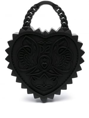 Nakupovalna torba z vzorcem srca Dsquared2 črna