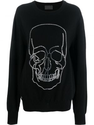 Kašmírový pulovr se cvočky Philipp Plein černý