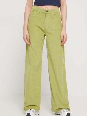 Spodnie z wysoką talią sztruksowe Roxy zielone