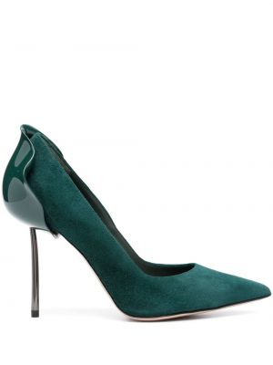 Pantofi cu toc din piele de căprioară Le Silla verde