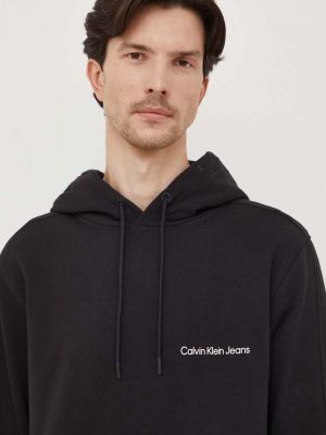 Bavlněná mikina s kapucí Calvin Klein Jeans černá