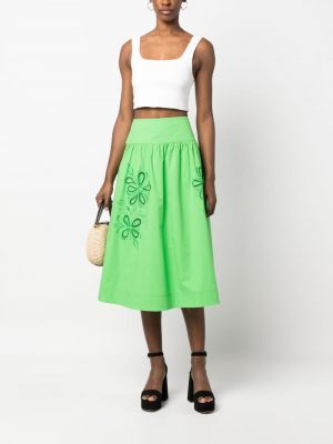 Květinové midi sukně s výšivkou Boutique Moschino zelené