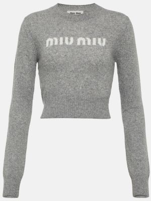 Kašmírový vlněný svetr Miu Miu šedý