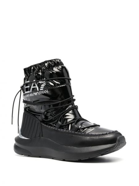 Prošívané sněžné boty s potiskem Ea7 Emporio Armani černé