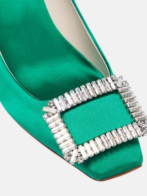 Сатенени полуотворени обувки Roger Vivier зелено