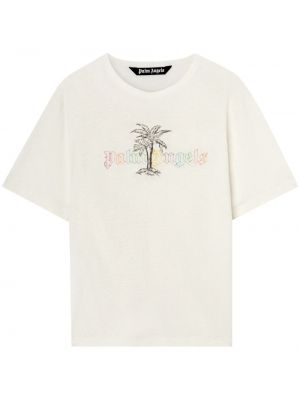 Тениска с принт Palm Angels бяло