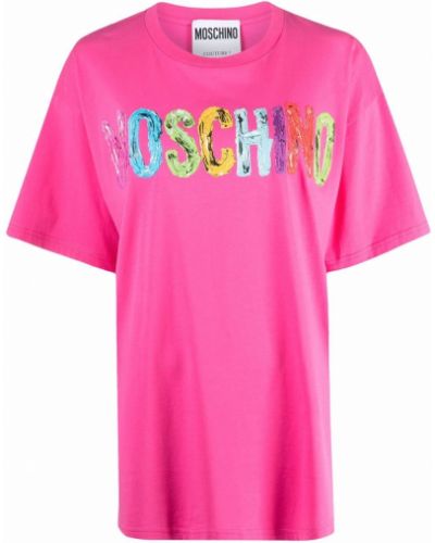 Camiseta con estampado Moschino rosa