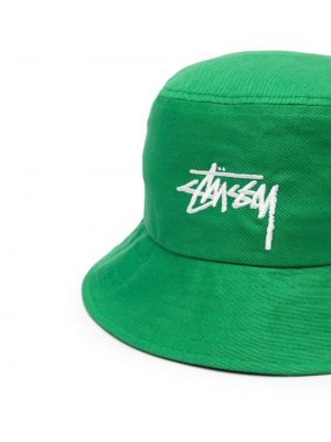 Bavlněný klobouk s výšivkou Stussy zelený