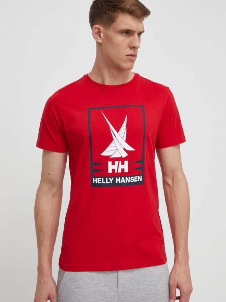 Тениска с дълъг ръкав с принт Helly Hansen червено