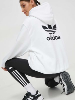 Суичър с качулка с принт Adidas Originals бяло