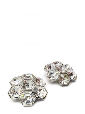 Gėlėtos auskarai su kristalais Jennifer Gibson Jewellery sidabrinė