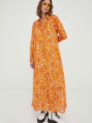 Oversized bavlněné dlouhé šaty Marc O'polo oranžové
