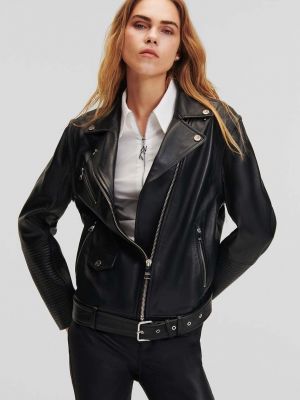 Kožna jakna Karl Lagerfeld crna