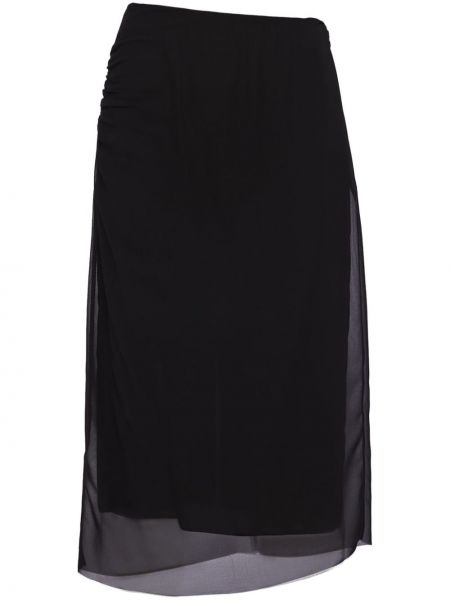 Priehľadná midi sukňa Prada čierna