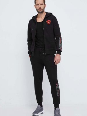 Spodnie sportowe bawełniane z nadrukiem Rossignol czarne