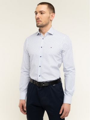 Košulja slim fit s printom Tommy Hilfiger Tailored bijela