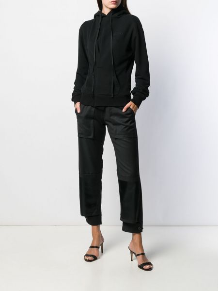 Plisuotas asimetriškas džemperis su gobtuvu Unravel Project juoda
