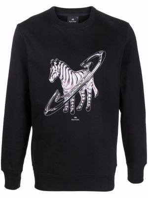 Sebra-trykk trykt bomull sweatshirt Ps Paul Smith svart