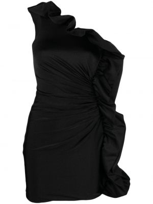 Коктейлна рокля с волани Amen черно
