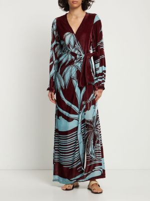 Aksamitna sukienka z nadrukiem w tropikalny nadruk Johanna Ortiz