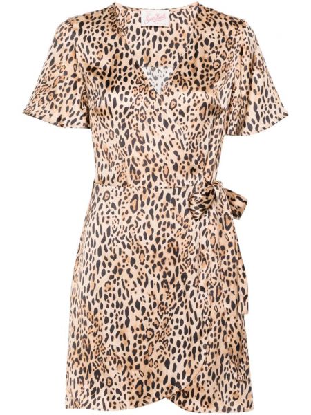 Zavinovacie šaty s potlačou s leopardím vzorom Mc2 Saint Barth béžová
