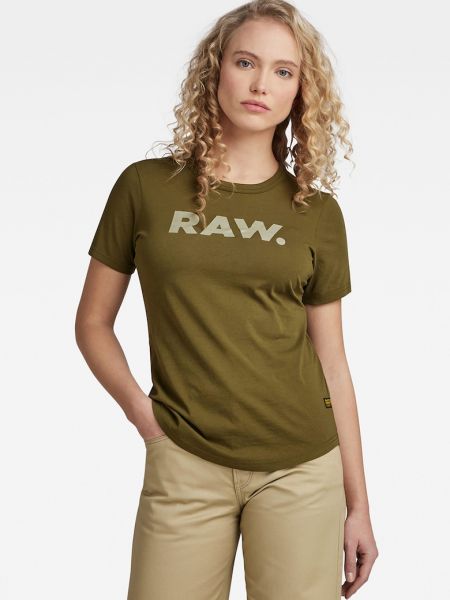 Хлопковая футболка со звездочками G-star Raw зеленая