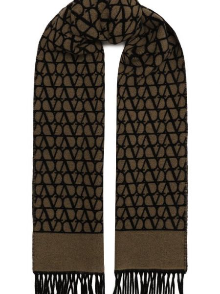 Кашемировый шерстяной шарф Valentino коричневый