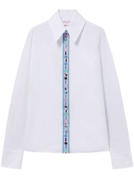 Chemise en soie à imprimé Pucci blanc