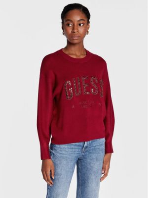 Relaxed пуловер Guess винено червено