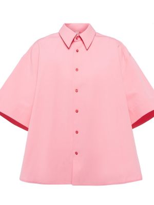 Oversize памучна копринена риза Petar Petrov розово