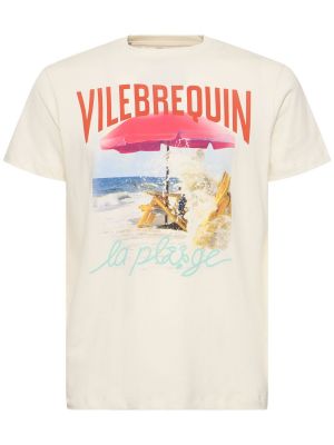 Camiseta de algodón con estampado de tela jersey Vilebrequin blanco