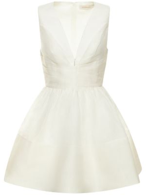 Hedvábné lněné mini šaty s výstřihem do v Zimmermann bílé