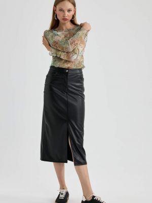 Pletená kožená sukňa z ekologickej kože Defacto