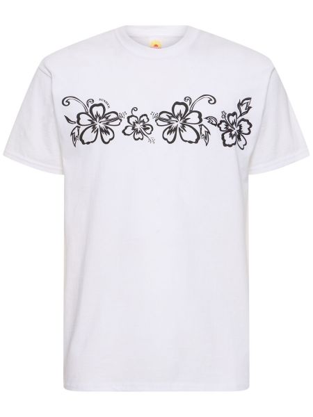 T-shirt en coton à imprimé en jersey Sundek blanc