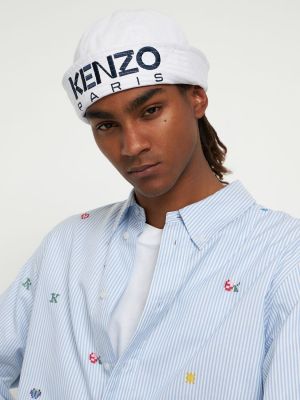 Памучна шапка бродирана Kenzo Paris бяло