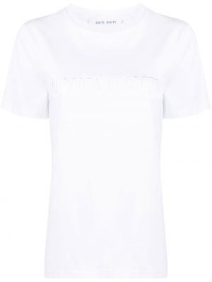 Памучна тениска бродирана Alberta Ferretti бяло