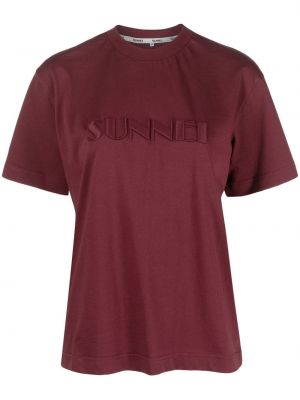Kokvilnas t-krekls ar izšuvumiem Sunnei sarkans