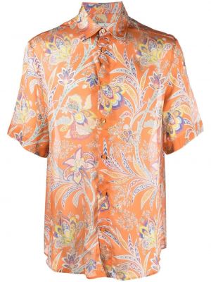 Svilena košulja s printom s paisley uzorkom Etro narančasta