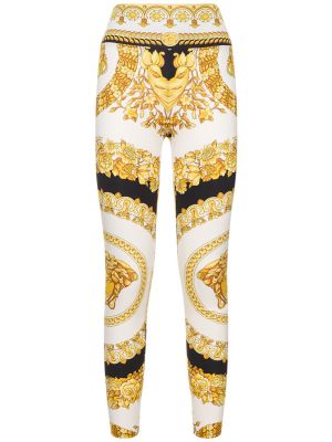 Leggings con stampa in jersey Versace bianco
