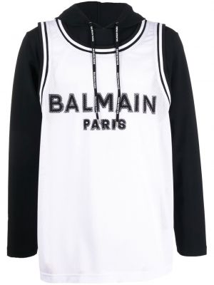 Trykt hettegenser Balmain hvit