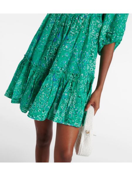 Pamučna haljina s cvjetnim printom Poupette St Barth zelena