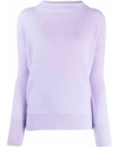 Pletený kašmírový svetr s dlouhými rukávy Vince - fialová