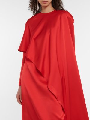 Drapované saténové dlouhé šaty Rasario červené