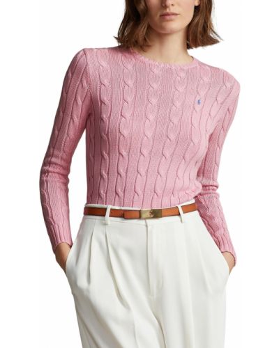 Chaleco de punto de cuello redondo con trenzado Polo Ralph Lauren rosa