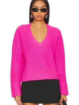 Кашемировый свитер с v-образным вырезом чанки Autumn Cashmere розовый