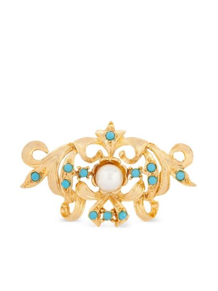 Retro bross gyöngyökkel Susan Caplan Vintage aranyszínű