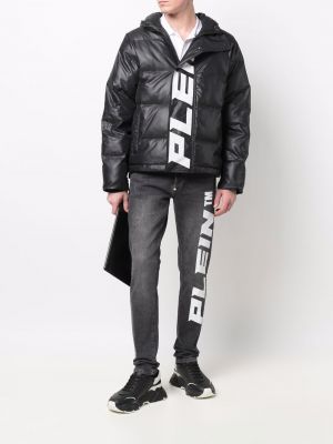 Dūnu jaka ar kapuci ar apdruku Philipp Plein