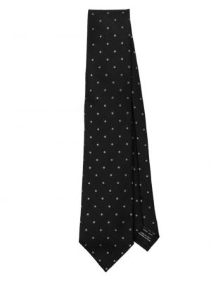 Žakárová bodkovaná hodvábna kravata Tom Ford čierna